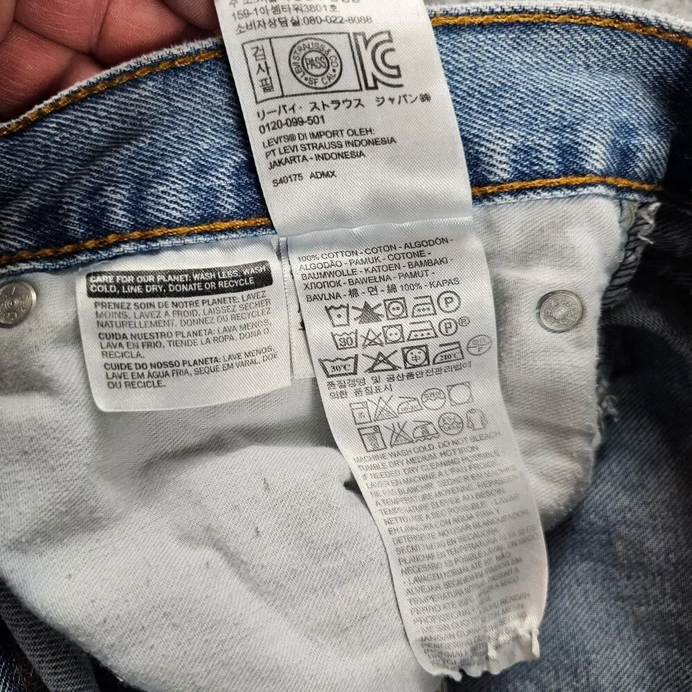Levis 505 Jeans Mens 36x30 Blue Light Wash Regular Straight Work Skate Grunge
